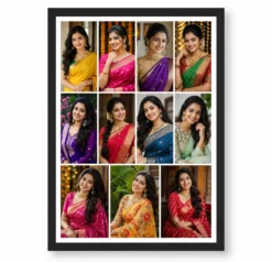 11 Photo Collage Frame 4+4+3 Three Row Grid Layout