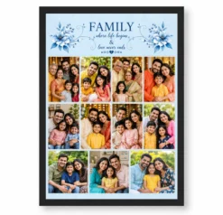 11 Photo Collage Frame Cool Ice Blue 11 Slot Premium Layout