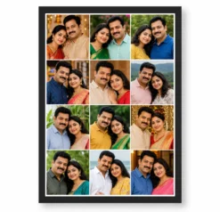 12 Photo Collage Frame 3-Column 4 Each Vertical Strip Layout