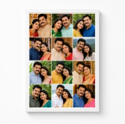 12 photo collage frame 3 column 4 each vertical strip layout india 06 white main
