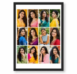 12 Photo Collage Frame 4x3 Wide Grid Layout