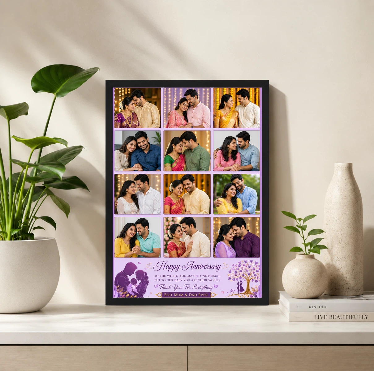 12 Photo Collage Frame Lilac Purple 12 Slot Elegant Layout 2 12 Photo Collage Frame Lilac Purple 12 Slot Elegant Layout - Image 2