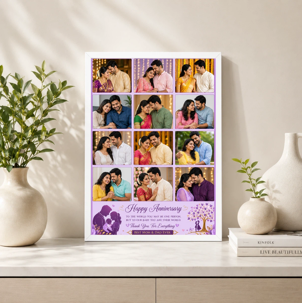 12 Photo Collage Frame Lilac Purple 12 Slot Elegant Layout 4 12 Photo Collage Frame Lilac Purple 12 Slot Elegant Layout - Image 4