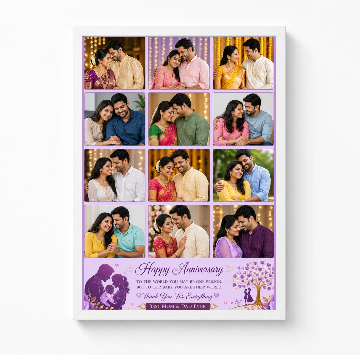 12 Photo Collage Frame Lilac Purple 12 Slot Elegant Layout 3 12 Photo Collage Frame Lilac Purple 12 Slot Elegant Layout - Image 3