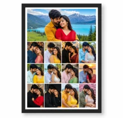 13 Photo Collage Frame 1 Wide Banner + 4x3 Grid Below Layout