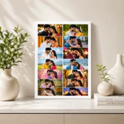 14 photo collage frame 2x7 vertical grid layout india 04 white 2