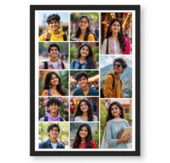 14 Photo Collage Frame 3-Column 5+5+4 Vertical Layout