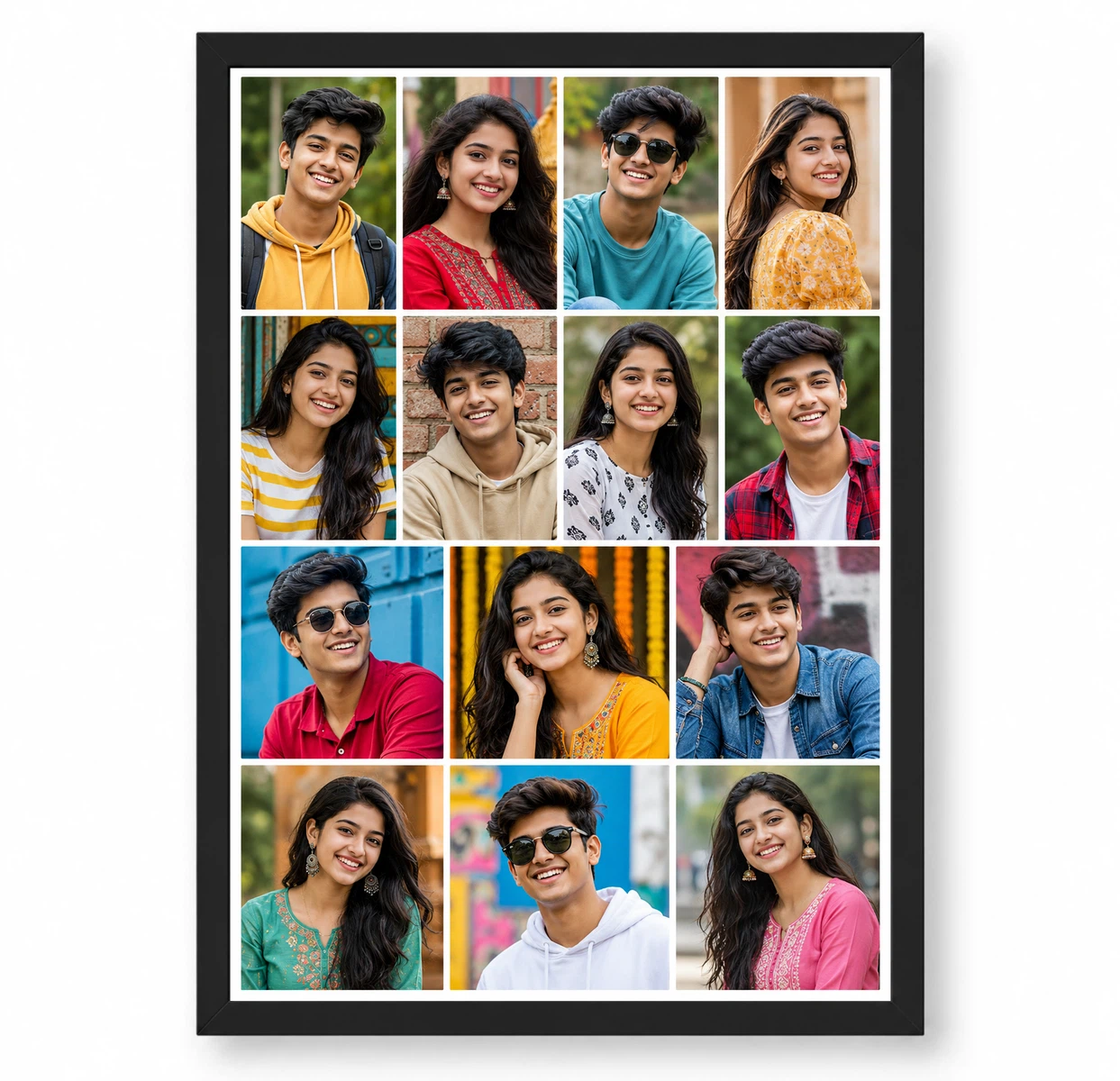 14 Photo Collage Frame 4+4+3+3 Four Row Layout 1 14 Photo Collage Frame 4+4+3+3 Four Row Layout