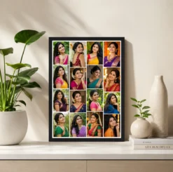 Alternative view of 14 Photo Collage Frame 4-Col 4+4+3+3 Uneven Column Layout