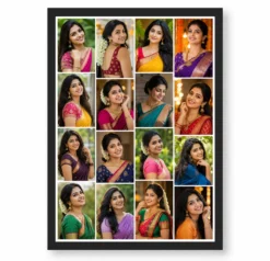 14 Photo Collage Frame 4-Col 4+4+3+3 Uneven Column Layout