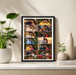 Alternative view of 14 Photo Collage Frame Matte Black 14 Silver Grid Layout