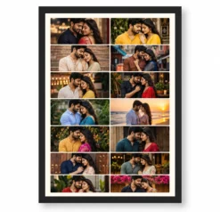 14 Photo Collage Frame Matte Black 14 Silver Grid Layout