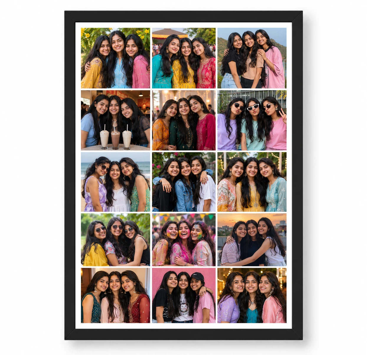 15 Photo Collage Frame 3+3+3+3+3 Five Rows Equal Layout 1 15 Photo Collage Frame 3+3+3+3+3 Five Rows Equal Layout