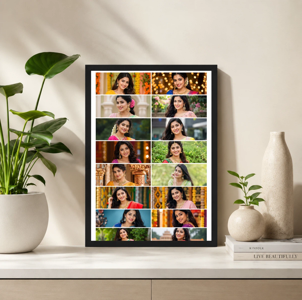16 Photo Collage Frame 2x8 Tall Grid Layout 2 16 Photo Collage Frame 2x8 Tall Grid Layout - Image 2