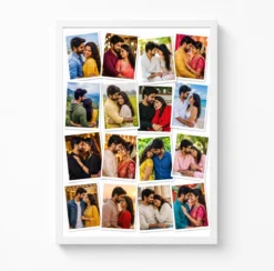 16 photo collage frame scattered polaroids 16 wall layout india 10 white main