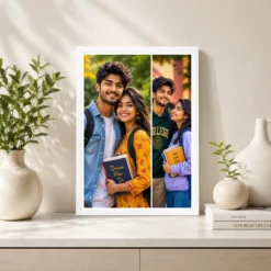 2 photo collage frame asymmetric large small duo wall art india 01 white 2