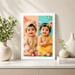 2 photo collage frame giant portrait pair full height wall art india 04 white 2