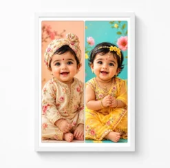 2 photo collage frame giant portrait pair full height wall art india 04 white main
