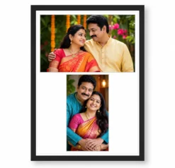 2 Photo Collage Frame T Shape Wide Top Narrow Bottom Duo