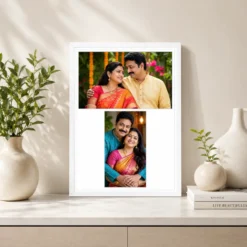 2 photo collage frame t shape wide top narrow bottom duo india 10 white 2