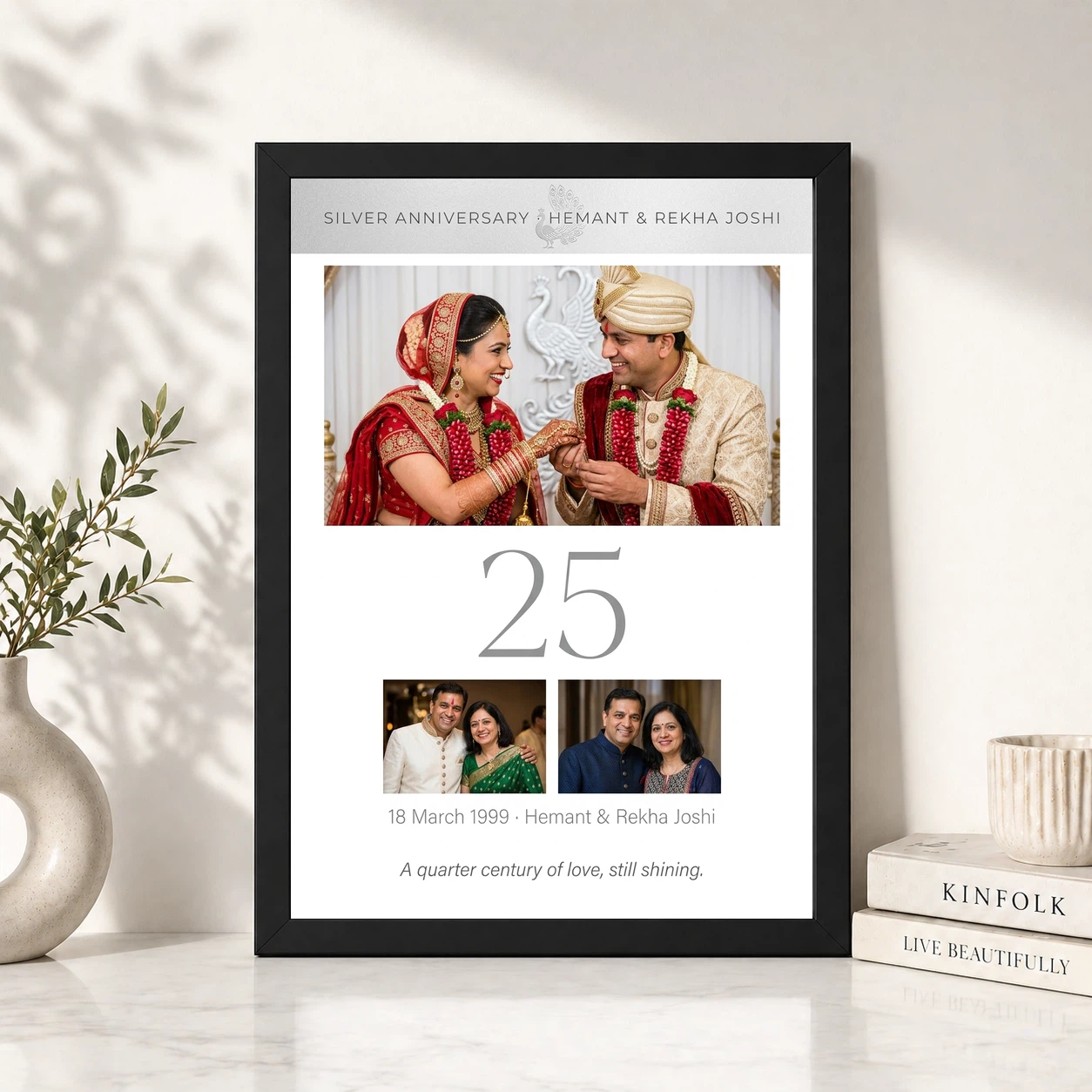 25 Years Silver Anniversary Milestone Elegant Rose Photo Frame 4 25 Years Silver Anniversary Milestone Elegant Rose Photo Frame - Image 4