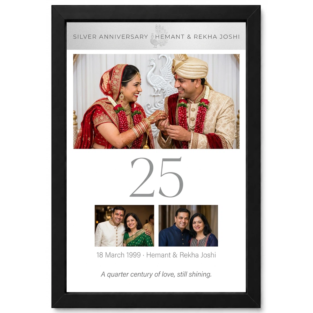 25 Years Silver Anniversary Milestone Elegant Rose Photo Frame 1 25 Years Silver Anniversary Milestone Elegant Rose Photo Frame