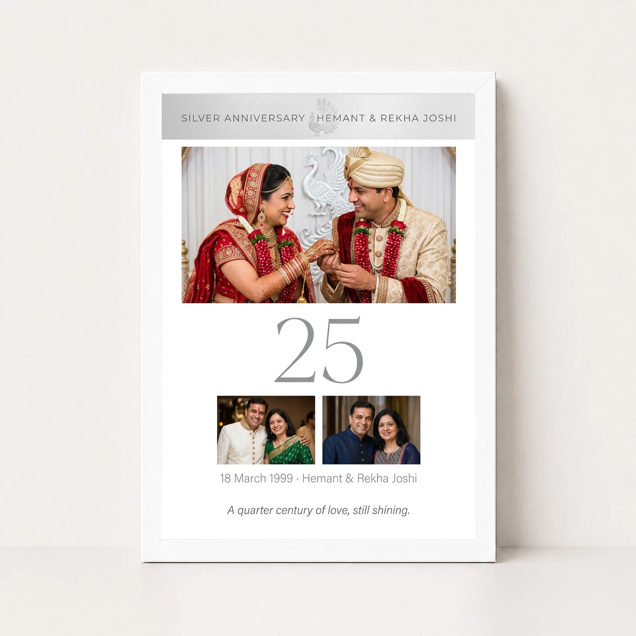 25 Years Silver Anniversary Milestone Elegant Rose Photo Frame 5 25 Years Silver Anniversary Milestone Elegant Rose Photo Frame - Image 5