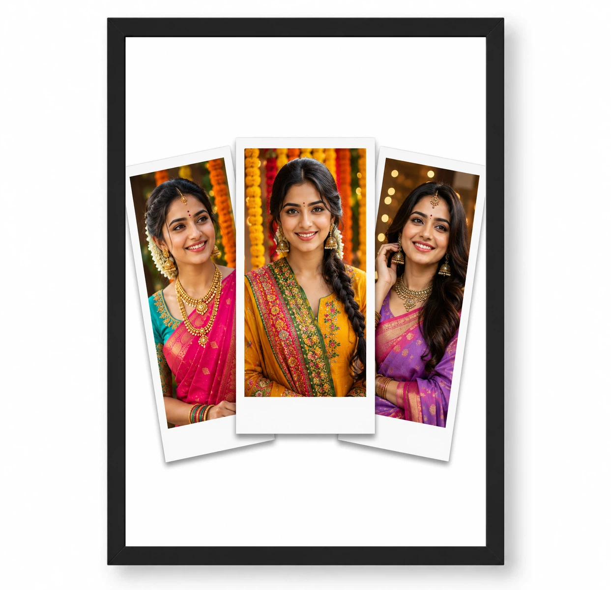 3 Photo Collage Frame Clean Polaroid Trio Scattered Layout 1 3 Photo Collage Frame Clean Polaroid Trio Scattered Layout
