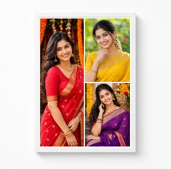 3 photo collage frame large left two right stacked layout india 03 white main