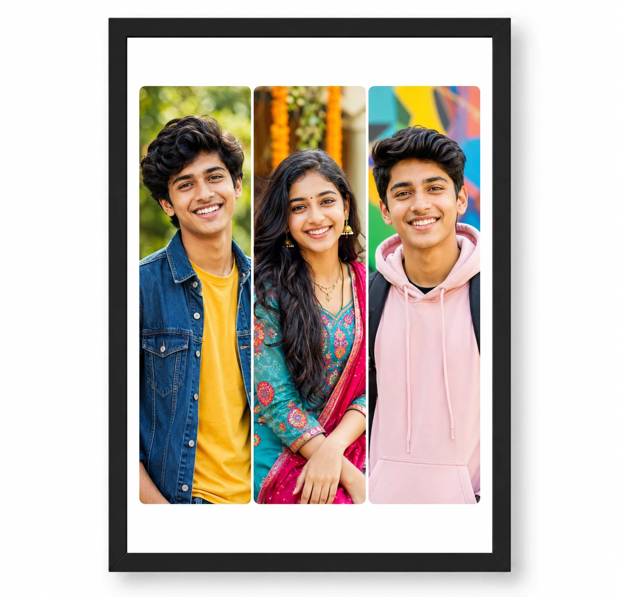 3 Photo Collage Frame Rounded Corners Soft Trio Layout 1 3 Photo Collage Frame Rounded Corners Soft Trio Layout