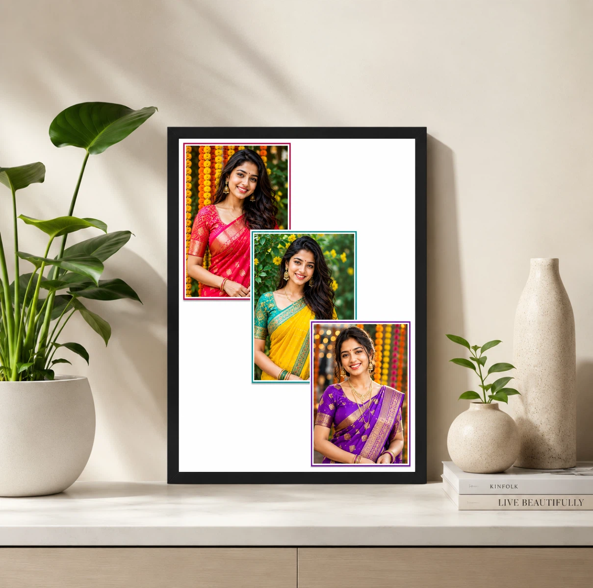 3 Photo Collage Frame Step Cascade Waterfall Three Slot Layout 2 3 Photo Collage Frame Step Cascade Waterfall Three Slot Layout - Image 2
