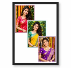 3 Photo Collage Frame Step Cascade Waterfall Three Slot Layout