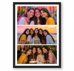 3 Photo Collage Frame Three Equal Horizontal Strips Layout