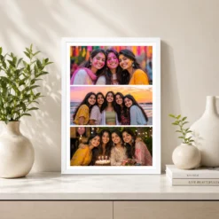 3 photo collage frame three equal horizontal strips india 07 white 2