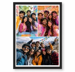 3 Photo Collage Frame Two Top Row Wide Bottom Layout