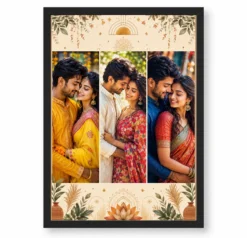 3 Photo Collage Frame Warm Sand Three Slot Minimalist Layout