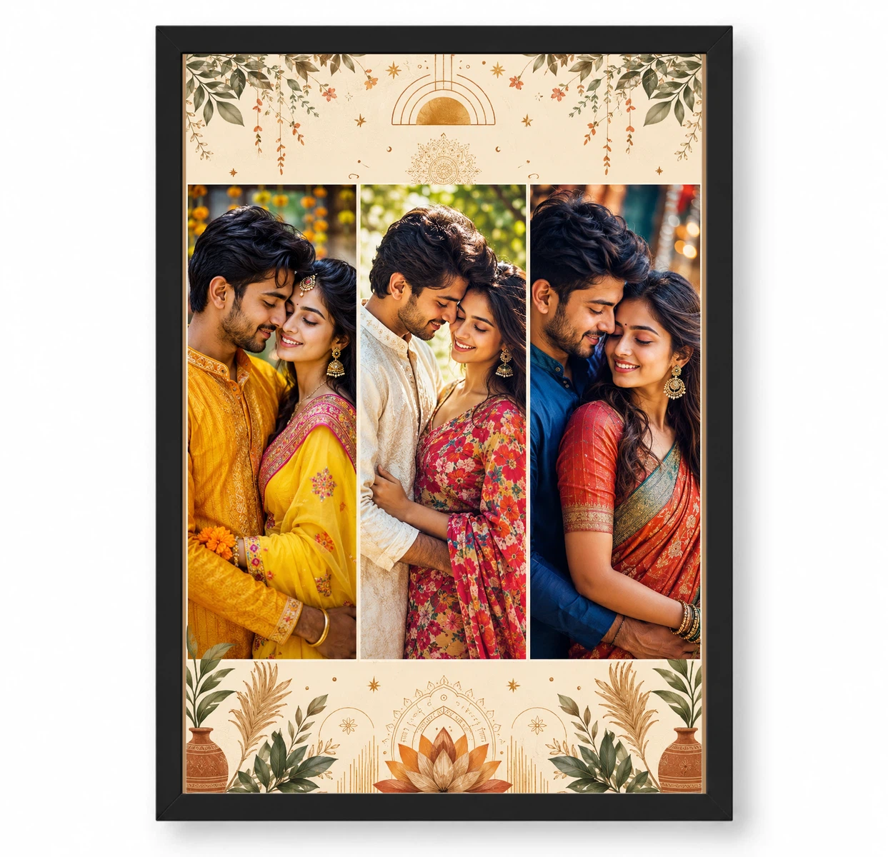 3 Photo Collage Frame Warm Sand Three Slot Minimalist Layout 1 3 Photo Collage Frame Warm Sand Three Slot Minimalist Layout