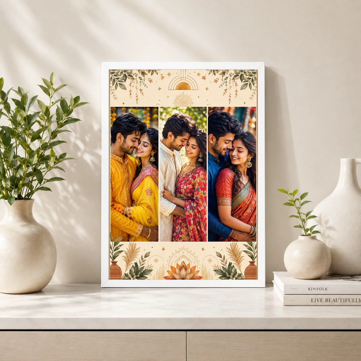 3 Photo Collage Frame Warm Sand Three Slot Minimalist Layout 4 3 Photo Collage Frame Warm Sand Three Slot Minimalist Layout - Image 4