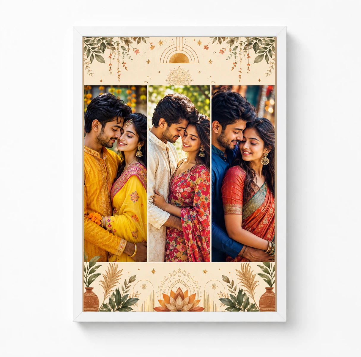 3 Photo Collage Frame Warm Sand Three Slot Minimalist Layout 3 3 Photo Collage Frame Warm Sand Three Slot Minimalist Layout - Image 3