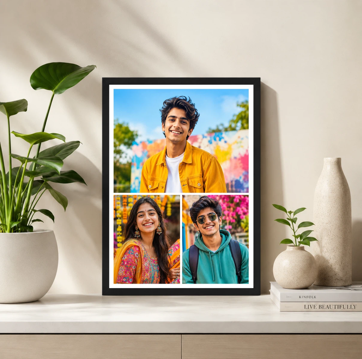 3 Photo Collage Frame Wide Top Two Equal Bottom Row Layout 2 3 Photo Collage Frame Wide Top Two Equal Bottom Row Layout - Image 2