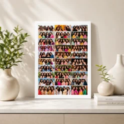 30 photo collage frame 10 row x 3 column strip layout india 01 white 2
