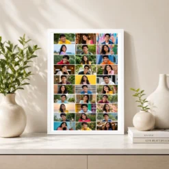 30 photo collage frame 3x10 tall triple column layout india 06 white 2