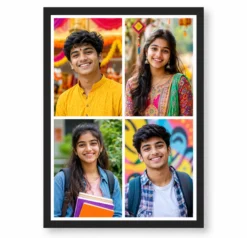 4 Photo Collage Frame Center Cross Four Corner Quadrant Layout