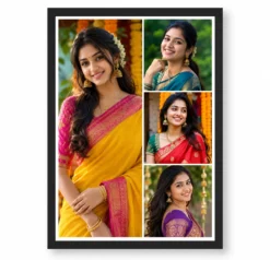4 Photo Collage Frame Large Left Three Right Column Layout