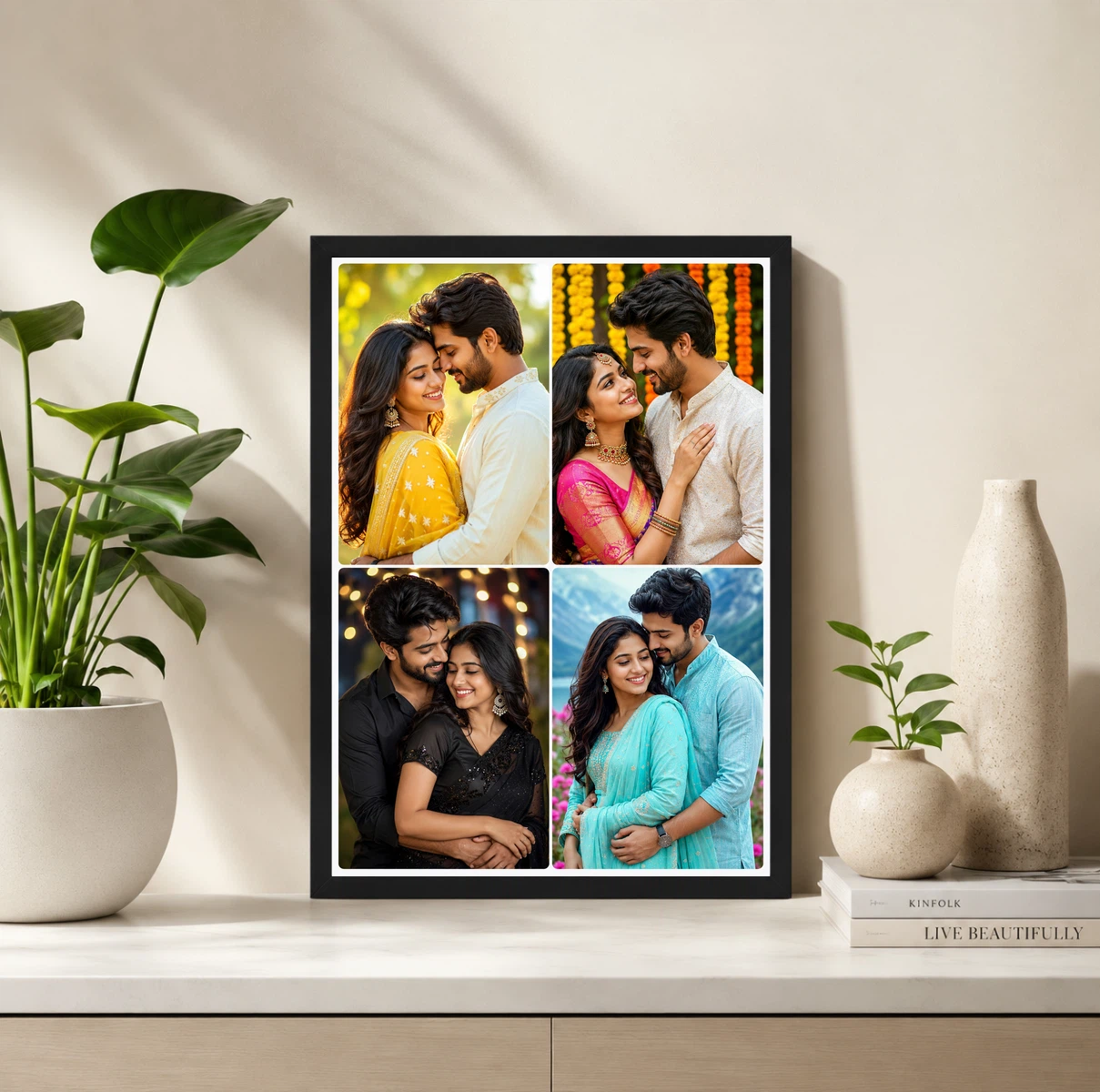 4 Photo Collage Frame Navy White Border Premium Dark 4 Panel Layout 2 4 Photo Collage Frame Navy White Border Premium Dark 4 Panel Layout - Image 2