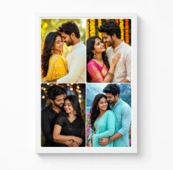 4 Photo Collage Frame Navy White Border Premium Dark 4 Panel Layout 6 4 photo collage frame navy white border premium dark 4 panel india 01 white main