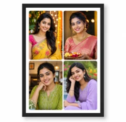 4 Photo Collage Frame Rounded Corner Quad Soft Friendly Layout