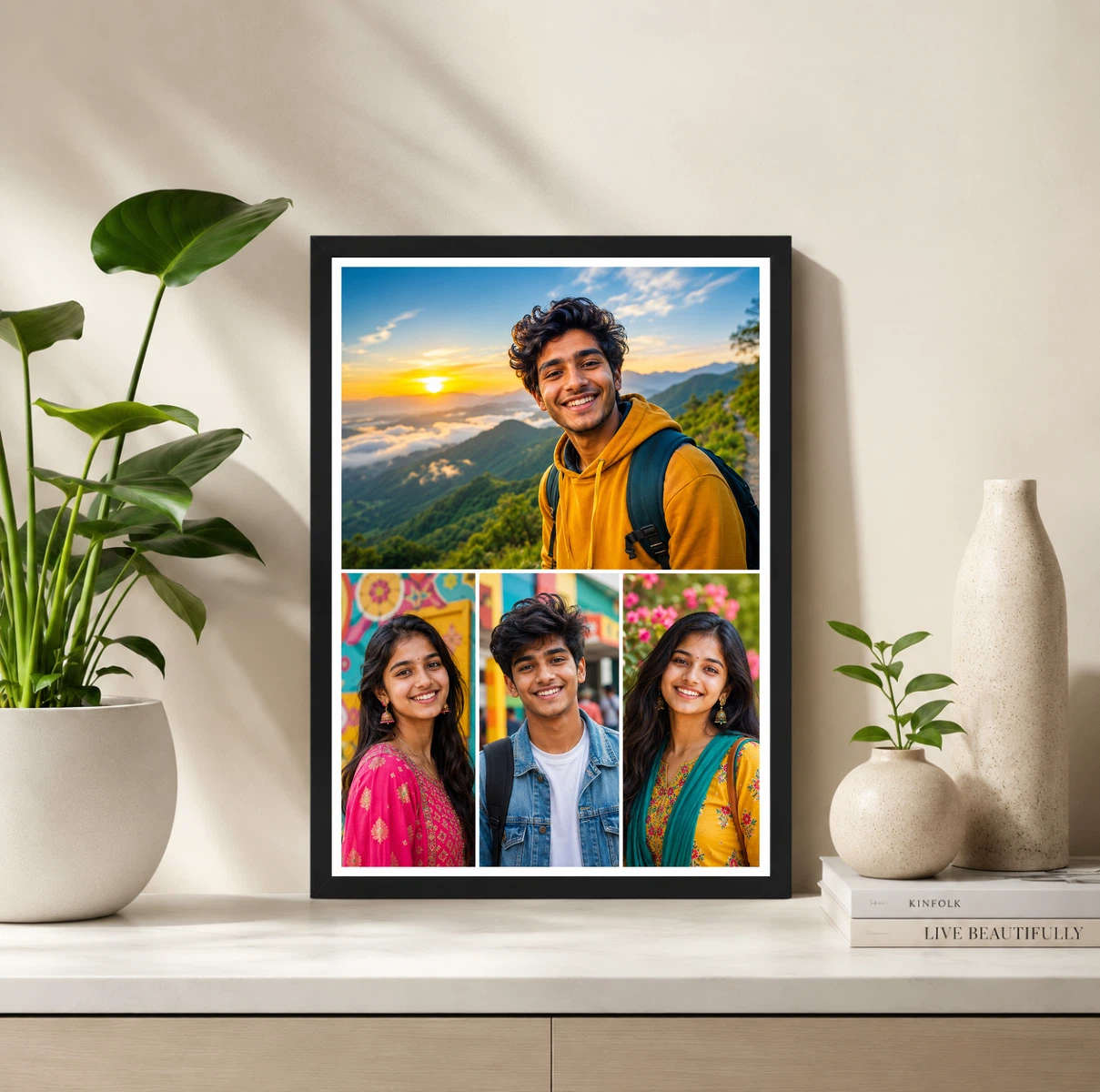 4 Photo Collage Frame Top Full Width Three Bottom Row Layout 2 4 Photo Collage Frame Top Full Width Three Bottom Row Layout - Image 2