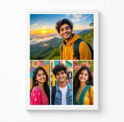 4 Photo Collage Frame Top Full Width Three Bottom Row Layout 6 4 photo collage frame top full width three bottom row india 03 white main