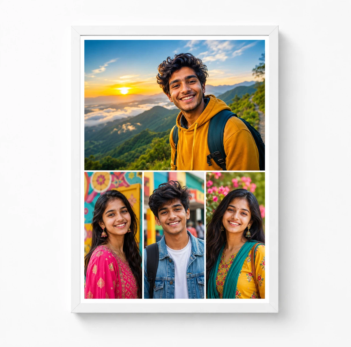 4 Photo Collage Frame Top Full Width Three Bottom Row Layout 3 4 Photo Collage Frame Top Full Width Three Bottom Row Layout - Image 3